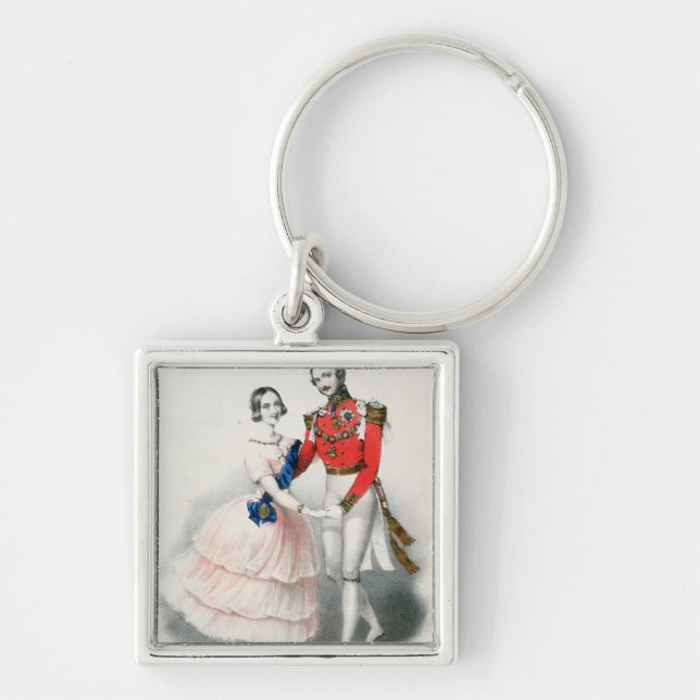 Julliens firade Polkas Fyrkantig Silverfärgad Nyckelring (Framsidan)