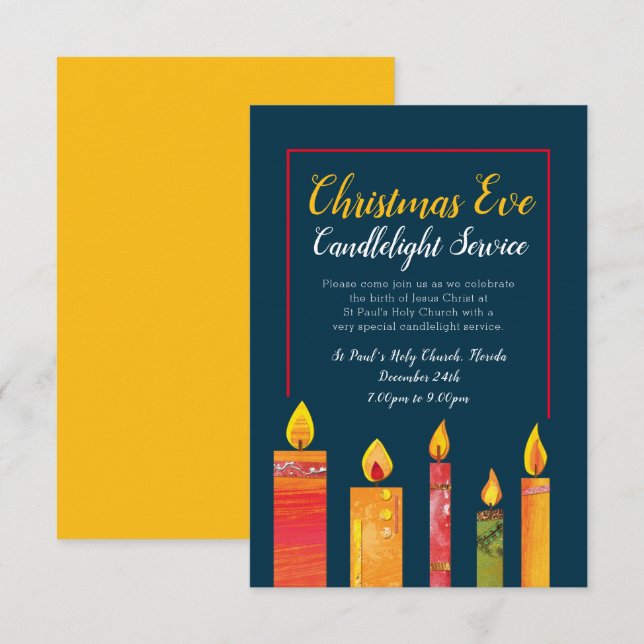 Julljus, 5 ljus konst inbjudningar (Fram/baksida)