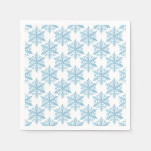 Julljus, blå vattenfärg Snöflingor Mönster Pappersservett