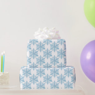 Julljus, blå vattenfärg Snöflingor Mönster Presentpapper