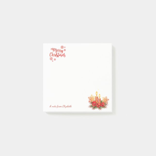 Julljus, Bollar, Snöflingor-Personlig Post-it Block (Framsida)