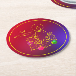 Julljus Holly Line Teckning Red & Blue Underlägg Papper Rund