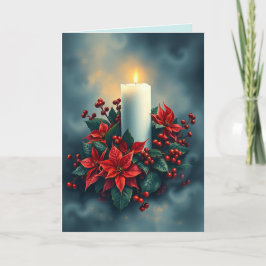 Julljus med poinsettias kort