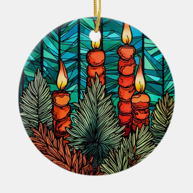 Julljus, nedfläckad, glas stil julgransprydnad keramik (Framsidan)