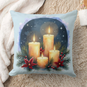 Julljus och ljusglöd med Poinsettias Kudde