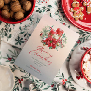 Julljus och Poinsettia Bouquet Inbjudningar