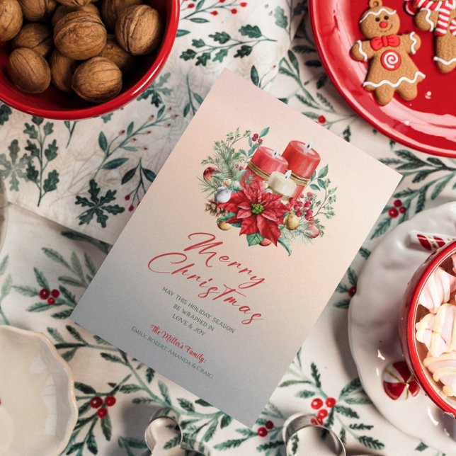 Julljus och Poinsettia Bouquet Inbjudningar (Skapare uppladdad)