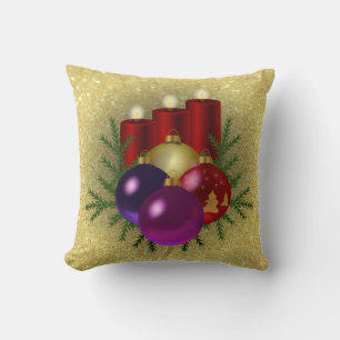 Julljus och prydnadsföremål Guld Faux Glitter Kudde