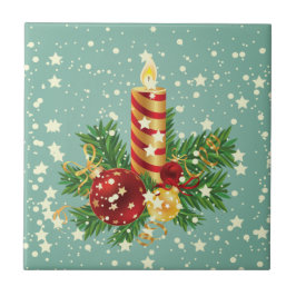 Julljus och Snöflingor Kakelplatta