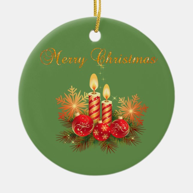 Julljus, Snöflingor, God jul Julgransprydnad Keramik (Framsidan)