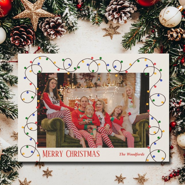 Julljusstråle - foto julkort (Christmas light strand holiday photo cards)
