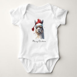 Julllama Vattenfärg Tomtehatt Anpassad Text T Shirt