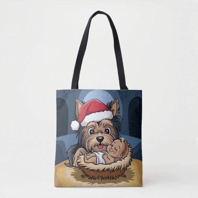 Jullönsk barn älskad av Yorkshire Terrier Tygkasse (Framsida)