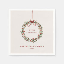 Jullövkrans med rött båge