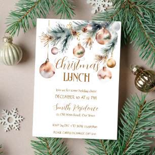 Jullunch, party-snöslynga boho-vattenfärg inbjudningar