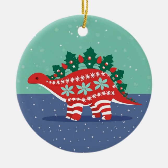 Jullyktor lysande Stegosaurus-ornament Julgransprydnad Keramik (Framsidan)