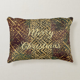 Jullyx Pattern, Röd Guld Grön Svart Prydnadskudde
