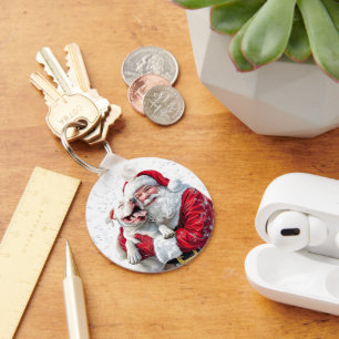 Julmagi är en Hund Wagging Svan och Santa Nyckelring