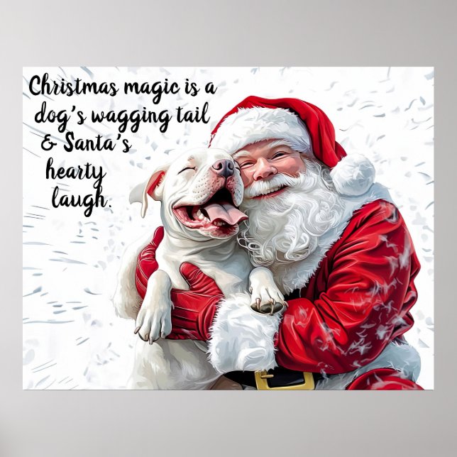 Julmagi är en Hund Wagging Svan och Santa Poster (Framsidan)