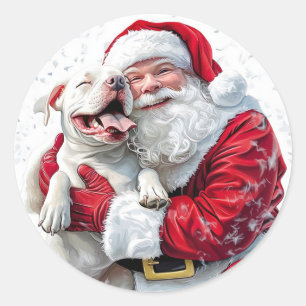 Julmagi är en Hund Wagging Svan och Santa Runt Klistermärke