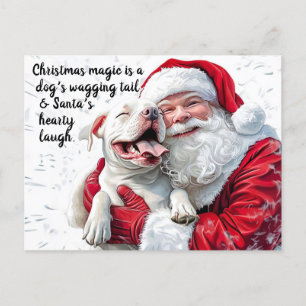 Julmagi är en Hund Wagging Svan och Santa Vykort