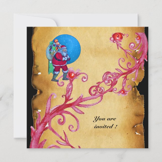 JULMAGI BÄR MED PERGAMENT INBJUDNINGAR (Framsida)