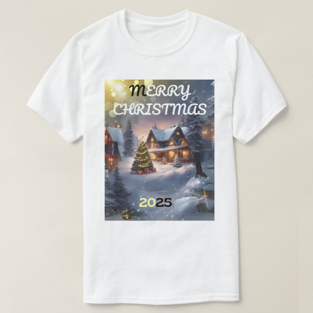 Julmagi: En Glowing Winter Village T Shirt (Design framsida)