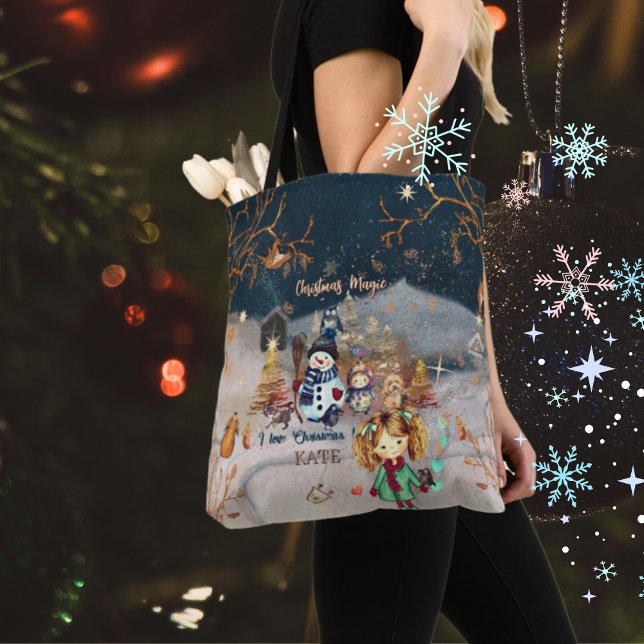 Julmagi med söta tecken Tote Tygkasse (Christmas Magic with cute Characters Tote)