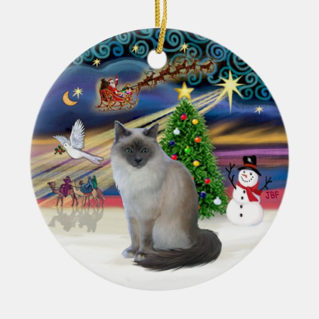 Julmagie - Birman katt Julgransprydnad Keramik (Framsidan)