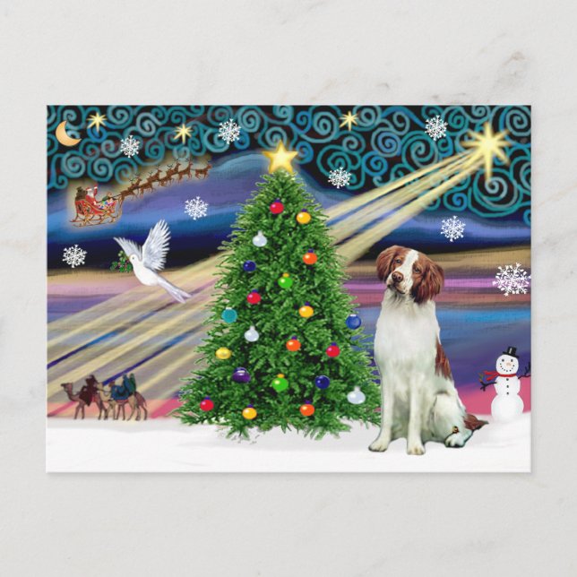Julmagin Brittany Spaniel Helg Vykort (Framsida)