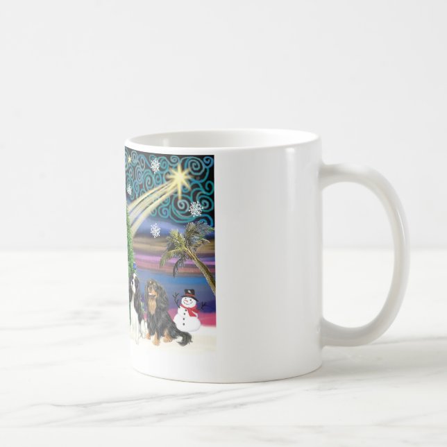 Julmagin / Cavalier King Charles (fyra) Kaffemugg (Höger)