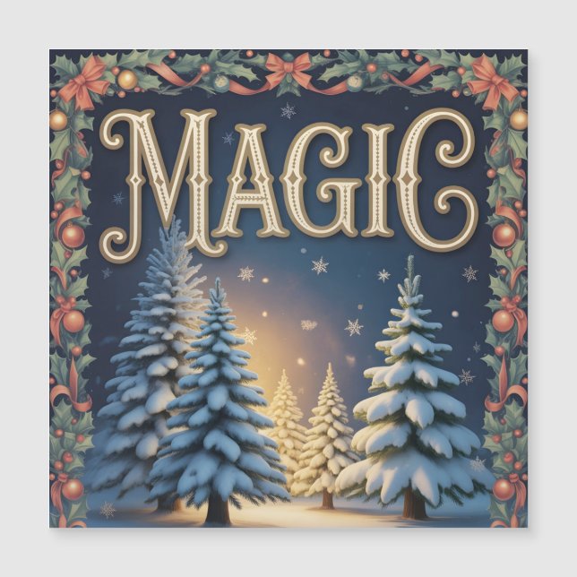 Julmagisk typografi med snöiga tallar  (Framsida)