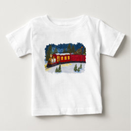 Julmagisk Vintage Röd Ångtåg T-Shirt