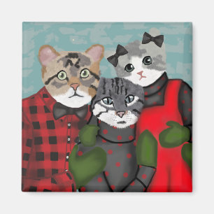 Julmagnet Cute Cat Family Magnet