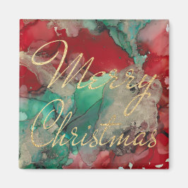 Julmagnet Fyrkantig Färgglatt Guld Jul Magnet