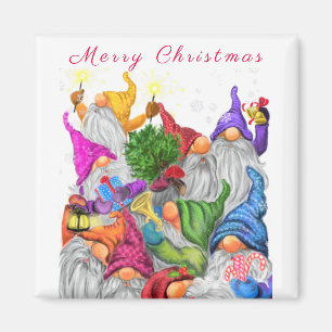 Julmagnet Gift med Lycklig Gnome Party Magnet