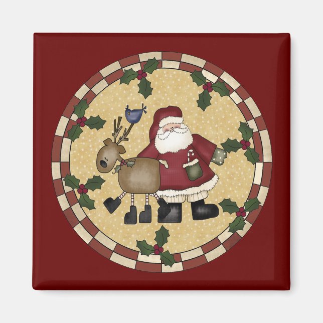 Julmagnet jultomten och renar magnet (Framsidan)