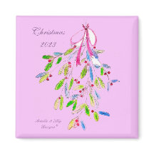 Julmagnet med Mistletoe, rosa