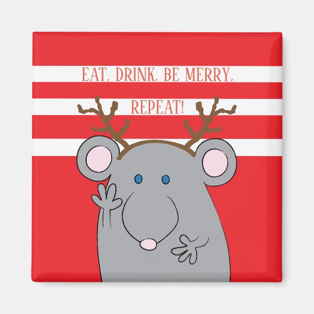 Julmagnet Square EAT DRINK BE MERRY REPEAT Magnet (Framsidan)