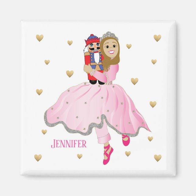 Julmagnet Square Nutcracker Lt Brwn Hair Magnet (Framsidan)