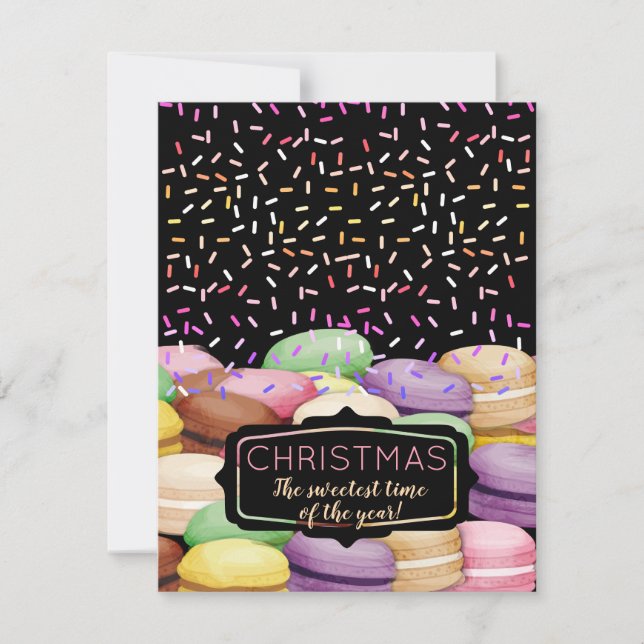 Julmakaronkaka sprinkles bakande till julkort (Framsida)
