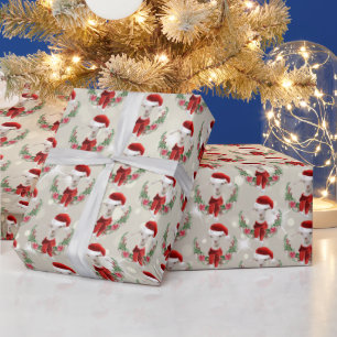 Julmål Kid 2 i Santa Hat och Scarf Guld Presentpapper