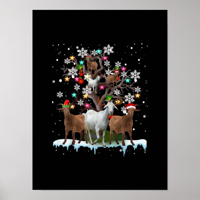 Julmål på Träd Santa Goat Älskare Poster (Framsidan)