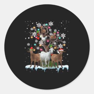 Julmål på Träd Santa Goat Älskare Runt Klistermärke