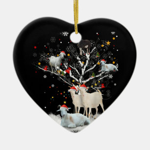 Julmål på Träd, tomten Goat Älskare Gift Julgransprydnad Keramik