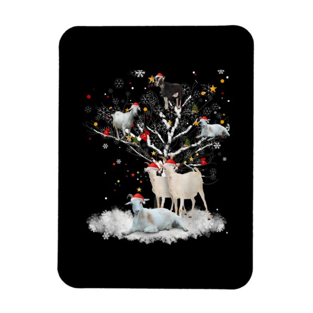 Julmål på Träd, tomten Goat Älskare Gift Magnet (Vertikal)