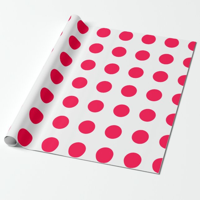 Julmall Red Polka dots White-Trendiget Presentpapper (Utrullad)
