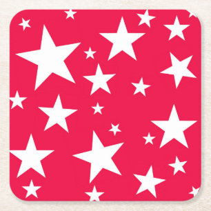 Julmall Red White Stars-Elegant Underlägg Papper Kvadrat