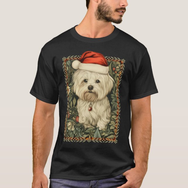 Julmaltesisk Santa William Morris Stil T Shirt (Framsida)