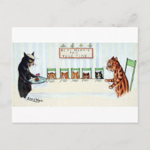 Julmåltid, Louis Wain Helg Vykort